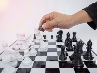 Chess game to demonstrate business strategy in world market.  competition in business.