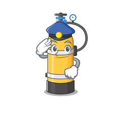 Sticker - Oxygen cylinder Cartoon mascot performed as a Police officer