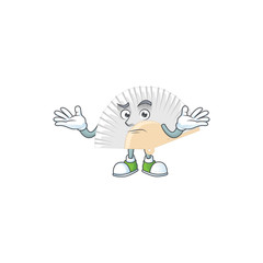 Poster - Super Funny Grinning white chinese folding fan mascot cartoon style