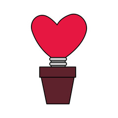 Canvas Print - light bulb in shape heart in pot plant