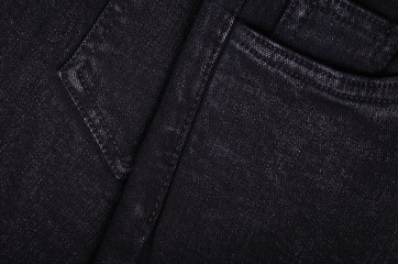 black cotton jeans texture background with copy space.