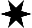  flat black standard six-pointed star with sharp rays on a white background