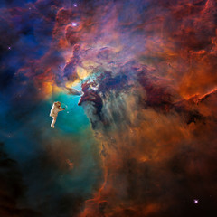 Astronauts flying in space.The elements of this image furnished by NASA. 