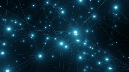 Abstract technology, science and engineering motion background. Digital, communication and technology background with lines and dots. Rendered abstract plexus shapes. Connection and web concept. loop