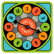 Vintage style spinner for board game with spinning arrow, numbers, and letters. Design elements for web pages, gaming, print, games. 