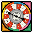 Vintage style spinner for board game with spinning arrow, numbers, and letters. Design elements for web pages, gaming, print, games. 