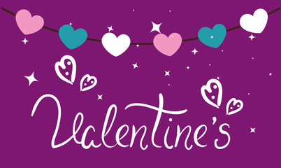 Poster - valentines day card with hearts decoration