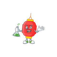 Sticker - Smart Professor chinese lantern cartoon character with glass tube