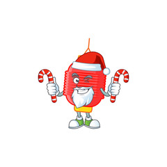 Sticker - Chinese lantern Cartoon character in Santa costume with candy