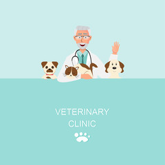 Wall Mural - Veterinarian and doctor with dog in vet clinic