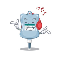 Sticker - Listening music saline bag mascot cartoon character design