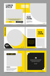 © AAYDESIGN - Set of Editable minimal square banner template. Black and yellow background color with stripe line shape. Suitable for social media post and web internet ads. Vector illustration with photo college
