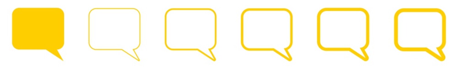 Wall Mural - speech bubble balloon icon yellow | blank rectangle rounded bubbles | communication symbol | message