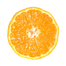 Half Of Orange Mandarin Isolated On White Background