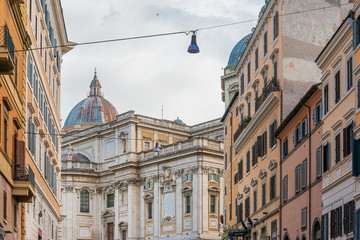 ROME, ITALY - January 17, 2019: Traditional street view of old buildings. is a city and special comune in Italy. With 2.9 million residents. Rome, ITALY