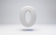 © Whitebarbie - White carbon fiber number 0 isolated on white. 3D rendered white glossy carbon digits for posters, advertisements, banners.