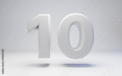 Fotomural White carbon fiber number 10 isolated on white