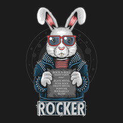 RABBIT ROCK N ROLL BUNNY ARTWORK VECTOR