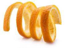 Orange Peel Or Orange Twist On White Background. Close-up.