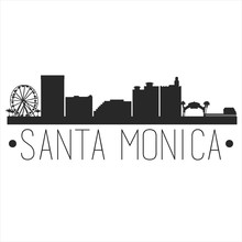 Santa Monica California. City Skyline. Silhouette City. Design Vector. Famous Monuments.