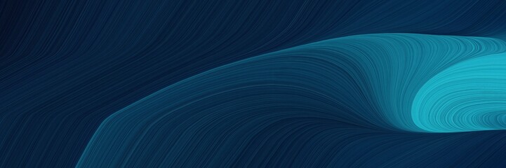 Leinwandbilder - dynamic banner with very dark blue, light sea green and teal colors. dynamic curved lines with fluid flowing waves and curves