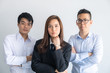 © themorningglory - Businessmen and businesswomen team standing confidence fell arm up