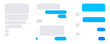Flat phone text bubbles on white background. Isolated sms dialogue and message bubbles templates