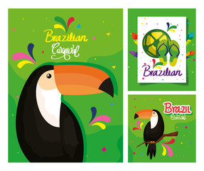 Poster - set of poster carnival brazil with decoration