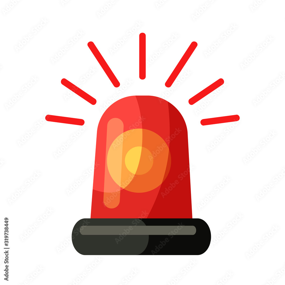 Red fire alarm emergency flasher isolated on white Stock Vector | Adobe ...