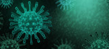 Fototapeta  - 3D Rendering dark virus,  The infection in host organism viral disease outbreak, Select focus shallow depth of field