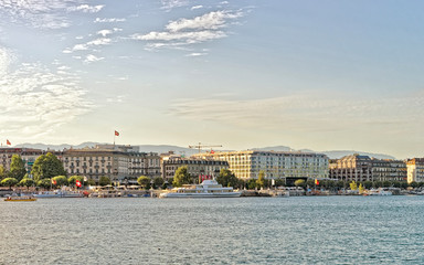 Quay Mont Blanc in Geneva in summer