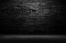 Black Wall Room Background The Surface Of The Brick Dark Jagged. Abstract Black Wall Empty Room Background For Interior Design And Decoration.