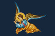 Angel. Drawn illustration in Byzantine style isolated