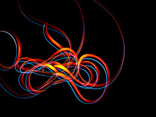 light painting rubans multicolore ombres lumière noir peinture abstrait couleur noir