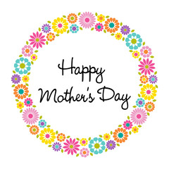 Sticker - happy mother's day floral wreath vector graphic