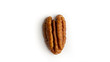One pecan nut isolated. White background