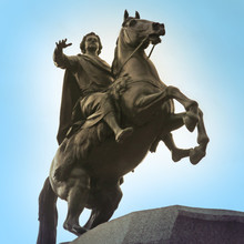 Monument Of Russian Emperor Peter The Great ("The Bronze Horseman"), St. Petersburg, Russia. Famous Tourist Symbol And Landmark Of A Beautiful City.