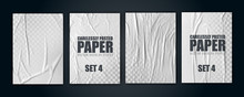 Vector Illustration Object. Badly Glued White Paper. Crumpled Poster. Set4