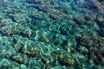 Wall Mural - Background of turquoise water in the sea. Turquoise water texture with highlights.