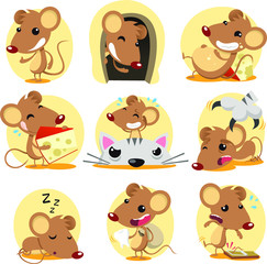 Wall Mural - mouse cartoon set