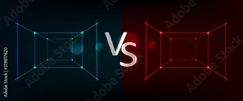 Cuadros en Lienzo Vector illustration on black background of neon versus.