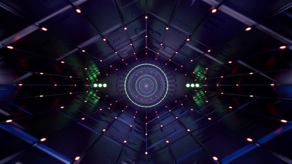 Modern cyber tunnel. Futuristic technology illustration design. 3d abstract illustration. Space cyber concept. Tunnel abstract. 3d render illustration. 4k