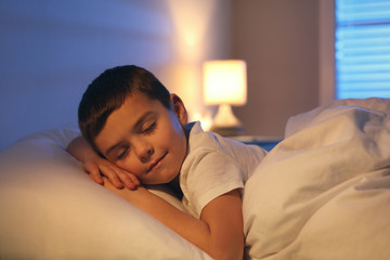 Canvas Print - Cute little boy sleeping at home. Bedtime