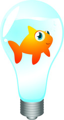 Wall Mural - goldfish in lightbulb