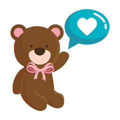 Wall Mural - cute teddy bear with speech bubble isolated icon