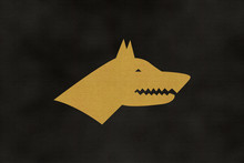 Gokturk Empire Flag, Wolf Head Drawing, Illustration On Black Background