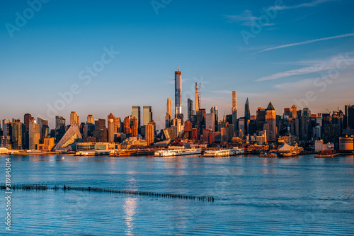 Fotomural Sunset Over Hudson River West Midtown Manhattan Buildings