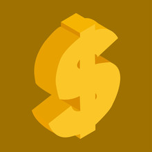 Yellow Dollar Sign In 3D  