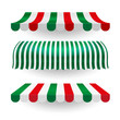 Italian food canopy awning set in the colors of the italian flag. Vector overhang set. Isolated objects.