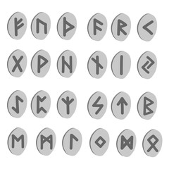 Wall Mural - Scandinavian gray runes letters on white background.